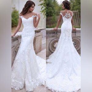 Elegant White Lace Gown